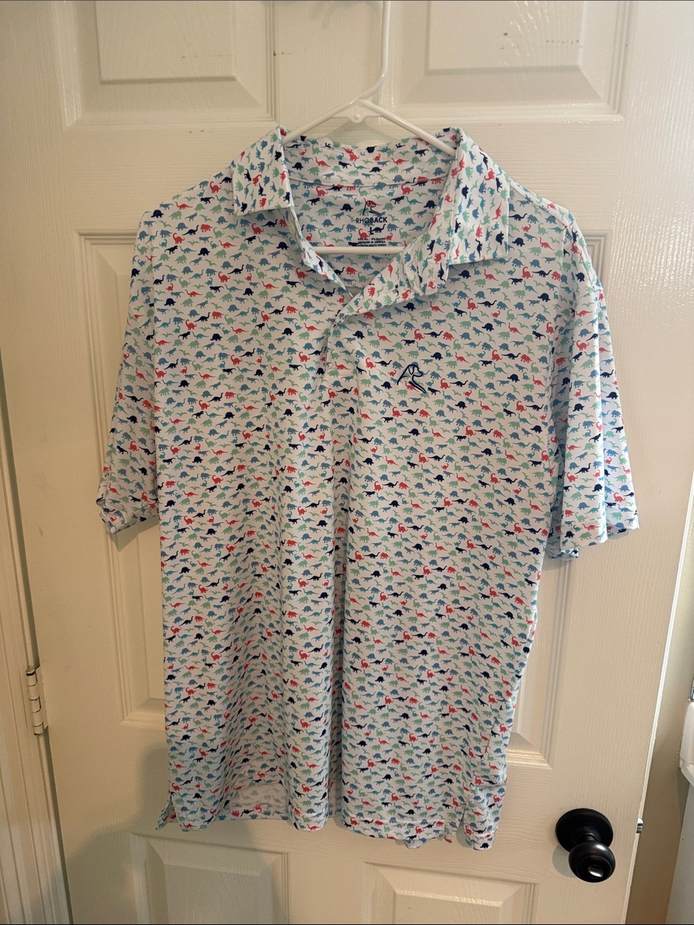 Rhoback The Big Foot Moisture Wicking Polo Dinosaur Large